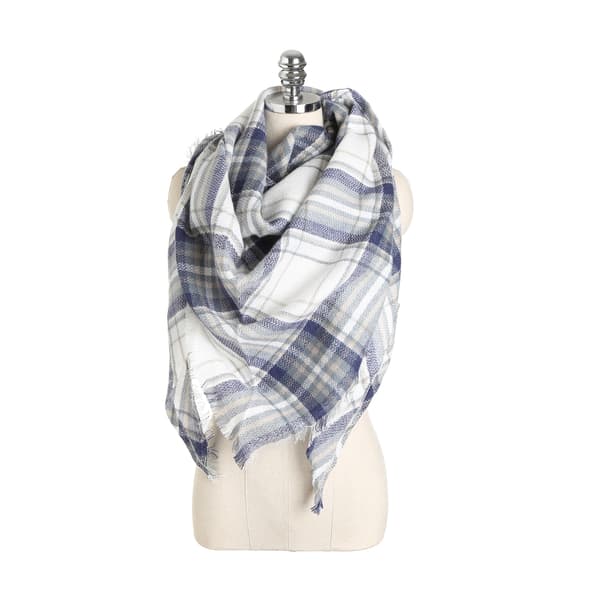 Imitation Cashmere Double-Sided Shawl with Seven Colorful Squares