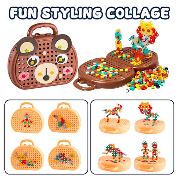 Toy Toolbox, 3D Puzzle Mosaic Toolbox Kids Game, Creative Toolbox for Kids Ages 3-12