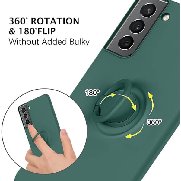 Samsung S21 - Vælg farve Silikonecover Magnetisk Ringholder Grøn Grøn{AZC}