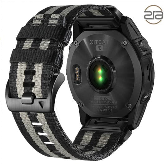Quick Release Nylon Urrem til Garmin Fenix 5X 6X 7X Tactix 7 Pro Sort + Lysegrå 22 mm