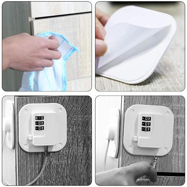 2-pack Refrigerator Locks with Password, Child Safety Locks, Digital Window Restrictor with Code - Strong Adhesive Combination Lock, for Drawer, Refrigerator