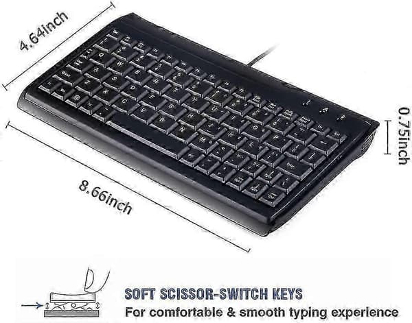 Fullstørrelse 78 Taster Super Mini Kablet Tastatur, Bærbart for Datamaskin, Bærbar PC, Mac Notebook (Profesjonell