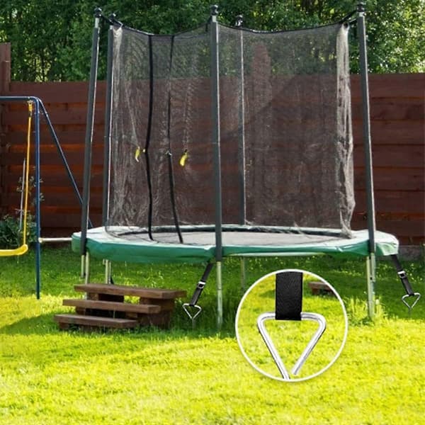 Trampolinefeste, 4 deler Trampolinefester, Spiralankere for Trampoliner, Husker, Lysthus, Lekestuer [DB]