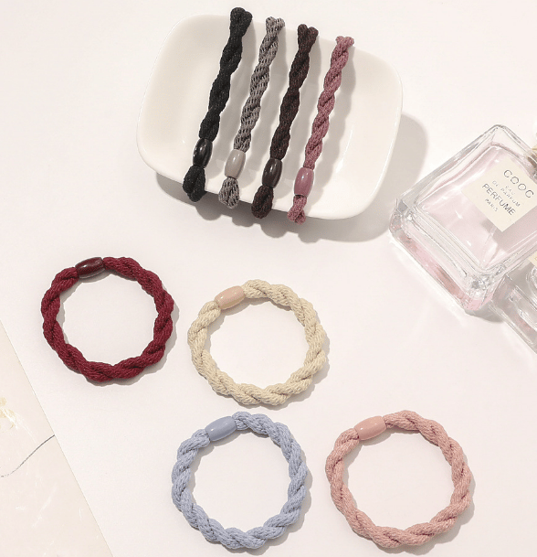 16 tvinnade flätade hårband Enkelt hårprydnad Högelastiskt bas tjockt gummiband hårklämma