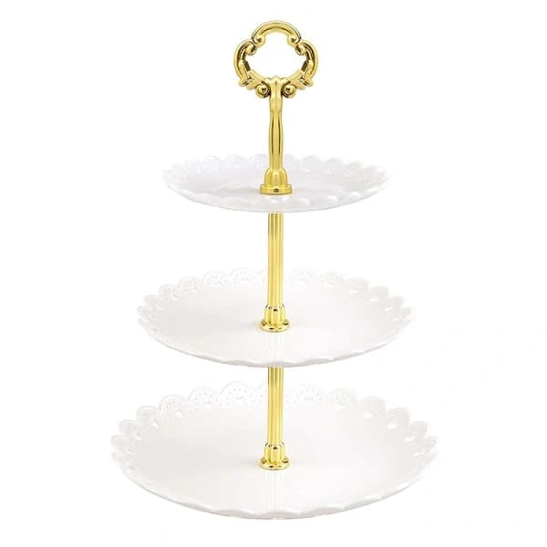 3-Tier Fruit Plate, Dessert Storage Rack for Home Parties, White White