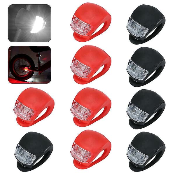 10x Sykkellykt Sykkel Frontlys Baklys Hjullys LED Silikonlampe [DB]