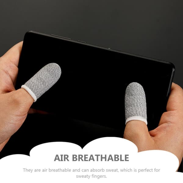 Fingerbeskyttelsesmuffer og svedabsorberende funktion med elastisk design, 6 stk. hvide af sølvfiber til mobilspil, præcis touchscreen-spil