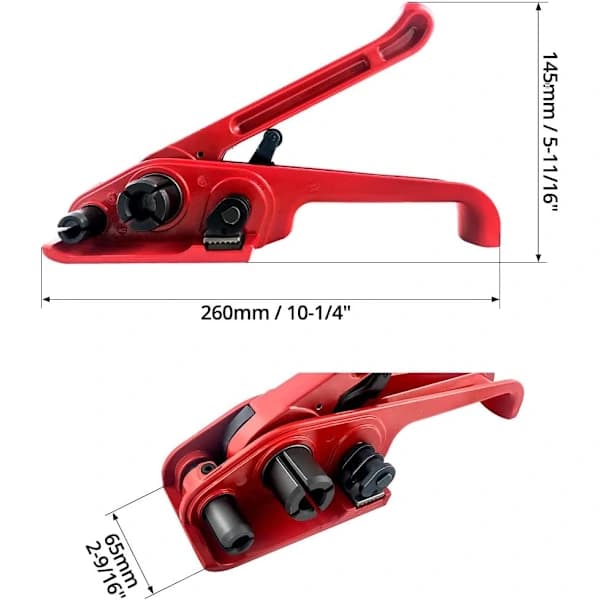 Manuell stroppestrammer for stropping, stroppestrammer og kutter for 13-19 mm PET/PP-stropp