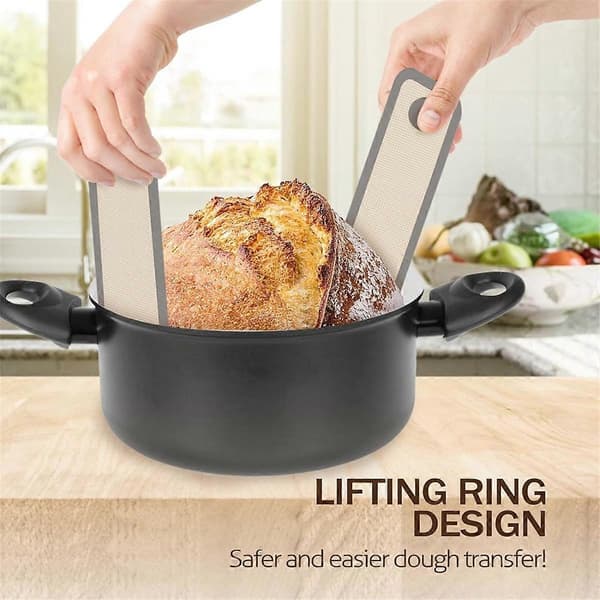 Silicone Bread Sling for Dutch Oven, 2 Pcs Non-Stick & Easy Clean Reusable Silicone Baking Mats with Long Handles