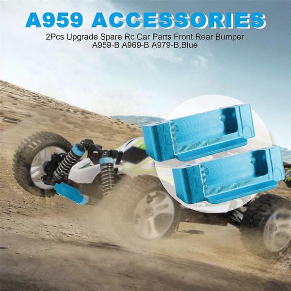 2 stk. opgraderede reservedele RC bil forreste bageste kofanger til A959-B A969-B A979-B blå blue