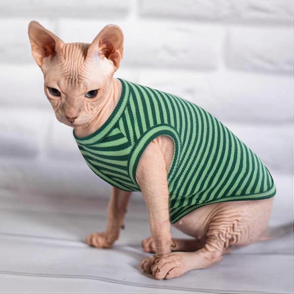 1 stk. Katte Tøj, Stribede Killinge T-shirts Uden Ærmer, Pullover Katte Trøjer, Sommer Tøj til Kæledyr til Små Hunde