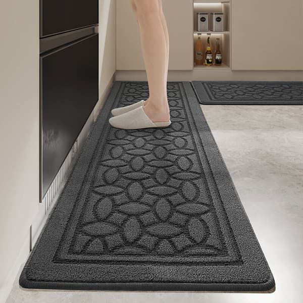 Kitchen Mat 45 x 150 cm, Kitchen Mat in front of Sink, Non-Slip and Washable Kitchen Mat for Kitchen, Dining Room, Laundry Room (Grey)