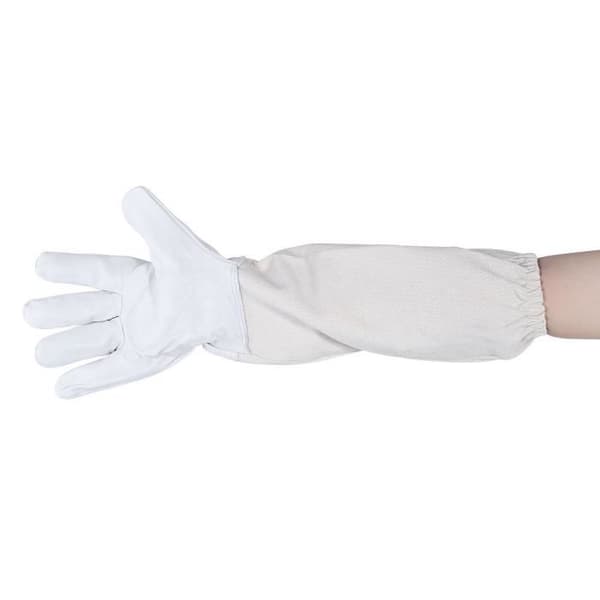 Protective Beekeeping Gloves - QIILU - Goat Leather - Long - Grey and White - Unisex