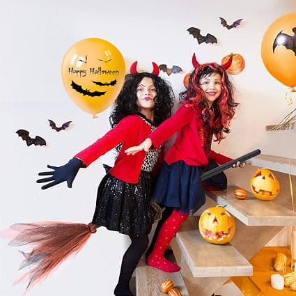 2 stk, lilla+rosarød Halloween heksekost, ond heks