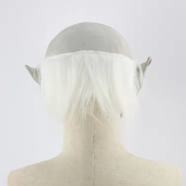 White-faced Old Demon Halloween Horror Devil Mask White Hairy Ghost Haunted House Dress Up Props Set