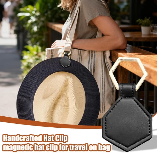 Hat-holder-clip Baseball-kasket-organizer opbevaringskroge af PU-læder sort - Schwarz