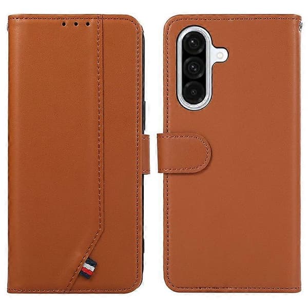 Compatible with Samsung Galaxy A56 5G Case RFID Flip Leather Phone Cover [DB] Brown Brown