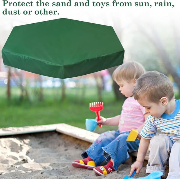 140*110*20 cm Sandpit Cover - Hexagonal, with Drawstring, Waterproof Oxford - for Sandpit, Roof - Green