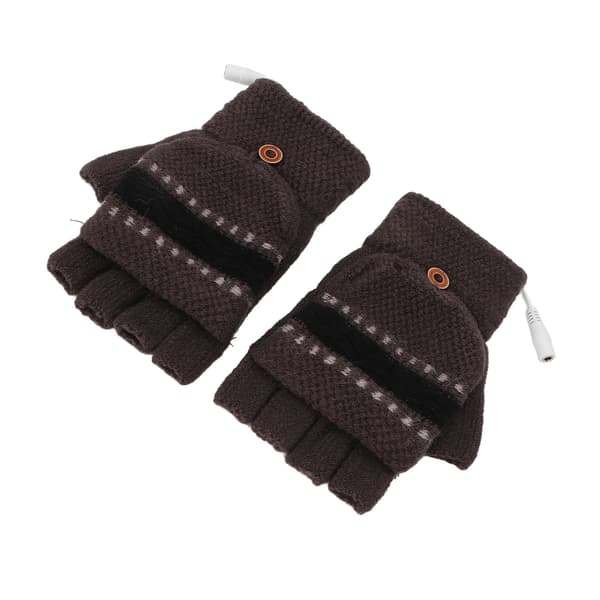 Half-finger Heated Gloves Double-sided Heating Warm Full-finger and Half-fingerless USB Heating Gloves for Typing and Gaming, Gray