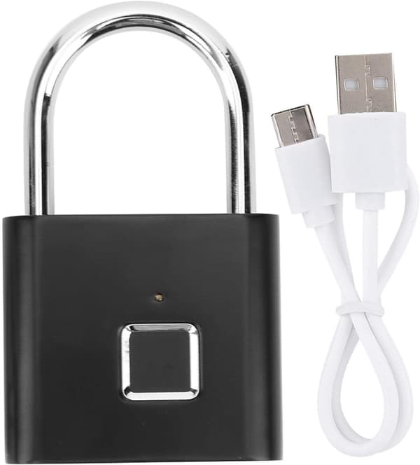 Fingeravtryckslås, smart hänglås, nyckellöst mini-elektroniskt hänglås, bärbart USB-smartlås, hänglåsbåge smartlås, elektroniskt hänglåsdörrlås