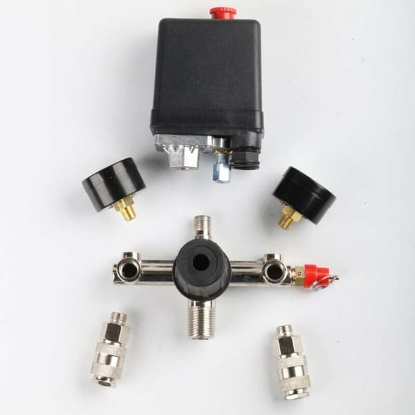 Trykregulator med trykafbryder til kompressor Trykafbryder med 2 displays