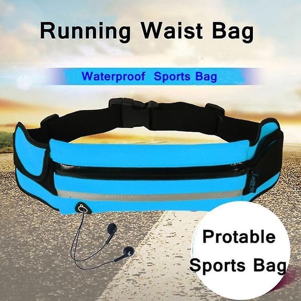 Blue Portable Waterproof Running Belt Anti-theft Bag