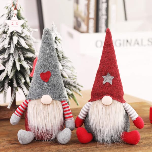 2 Christmas Gnome Decorations, Handmade Swedish Christmas Decorations