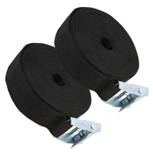 2 pcs Tie Down Straps 25mm Zinc Alloy Press Buckle Durable Anti-break Fixed Straps for Bundled Heavy Objects (3 meters)