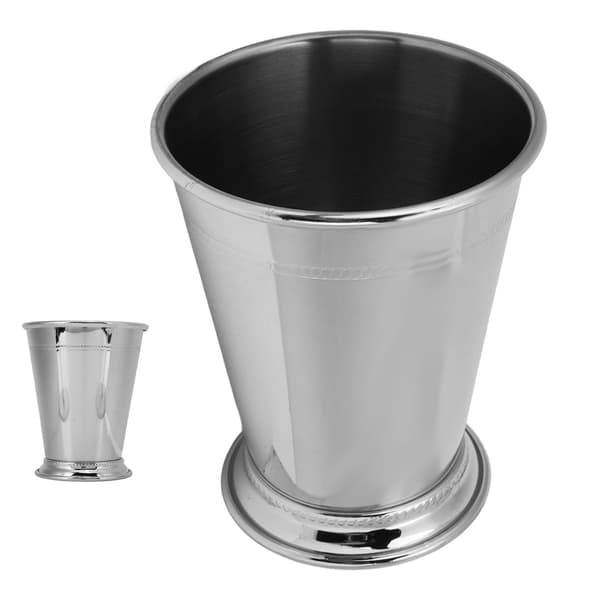 Julep Cup Rustfrit Stål Elegant Retro Høj Stabilitet Perlebesat Mint Julep Cup til Hjemmet Klassisk Sølv