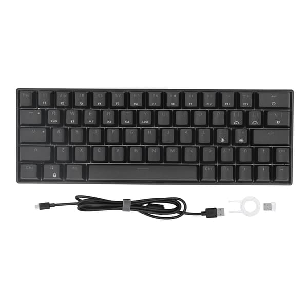 Mechanical Keyboard 64 Keys Wireless 2.4G BT3.0 5.0 Type C Wired Connection Ergonomic Design Black Mechanical Keyboard Blue Switch