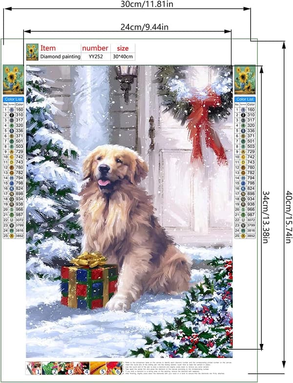 5D DIY Diamantmaling Nummer Kit, Hund Julegave Full Rund