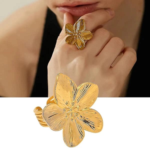 Enkel blomst åben ring romantiske fingerbånd Ring mode justerbare ringe