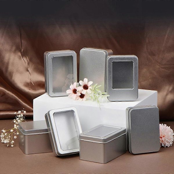 Rectangular Coin Holder Box Small Metal Silver Color Jewelry Key Storage Box A A