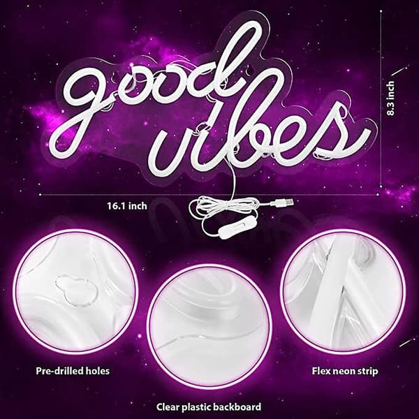Blå Good Vibes Neon Skilt Neonlys til Soveværelse blå blue