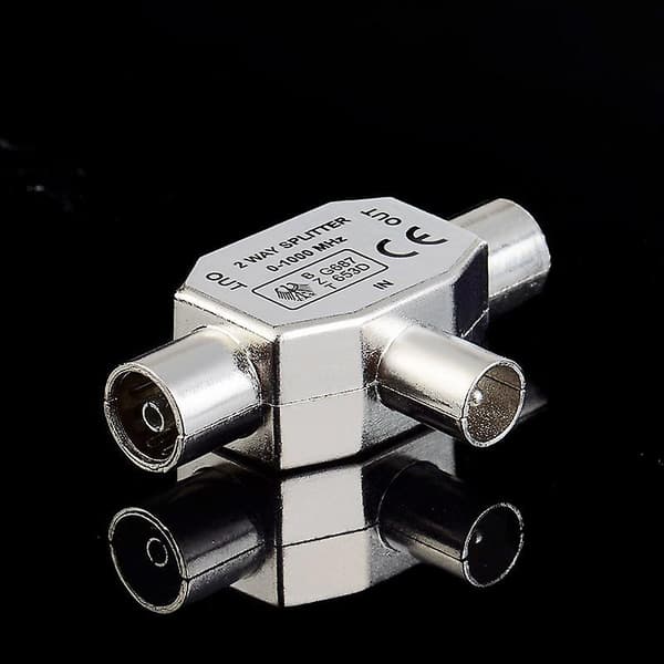 TV-antenne Koaksialsplitter, Metalhus, 1 Han til 2 Hun-adapterstik Kobling 4 stk.