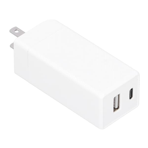 65W GaN PD-strømadapter med doble porter, sammenleggbar lader, hurtigladeblokk 100V-240V US-plugg