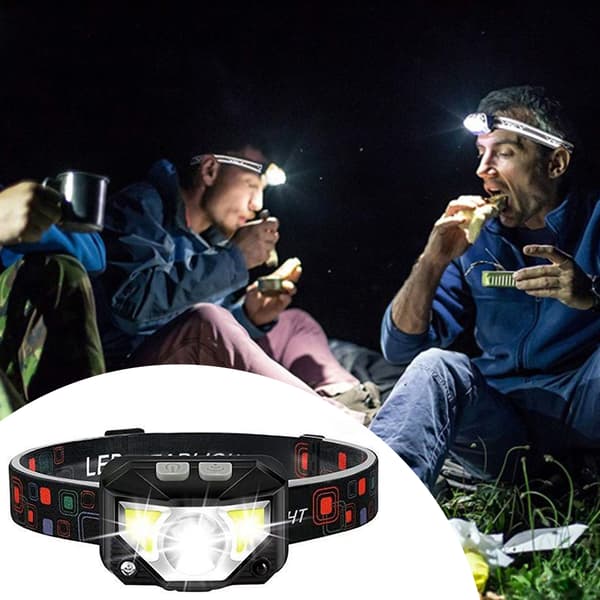 Oppladbar LED-hodelykt med bevegelsessensorfunksjon 8 moduser LED-hodelykt for utendørs camping A A