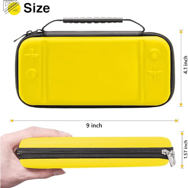 (Gul) 1 stk Nintendo Switch Lite-etui, hårdt etui til Nintendo Switch Lite-konsol, inklusive 8 spilkort, JoyCon og andet tilbehør.