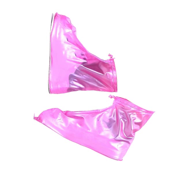 1 Pair PVC Rain Boot Covers Waterproof Non-slip Reusable Rain Boots for Rainy Days Pearl Red L