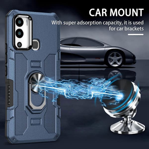 For Infinix Hot 12i Ringholder Pansret Hybrid Mobilskall [DB] Blå Blue