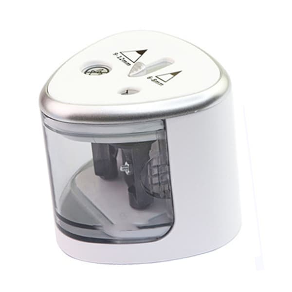Electric Dual-Hole Battery-Powered Pencil Sharpener Lightweight for Home School Office Silver