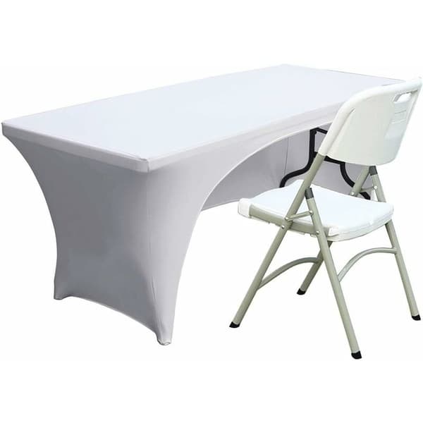 Backless Stretch Spandex Tablecloth, 4 ft, Polyester Tablecloth, Stretch Spandex Tablecloth, White