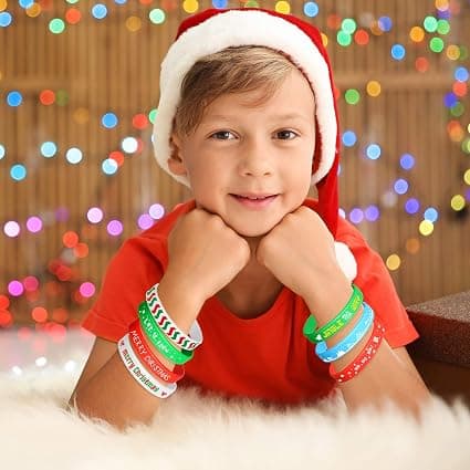 6 stykker jule silikone armbånd, gummibånd armbånd til