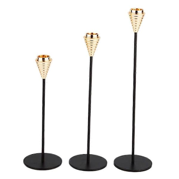 3 Pcs Luxury Candle Holders, LED Candles & Taper Candle Holders, Thick Taper Candle Holders for Wedding Dinner Home
