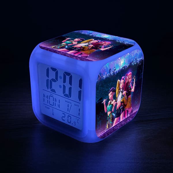 Cute K-Pop Demon Hunter Alarm Clock, Silent Digital Clock with Date and Temperature Display – Style 9