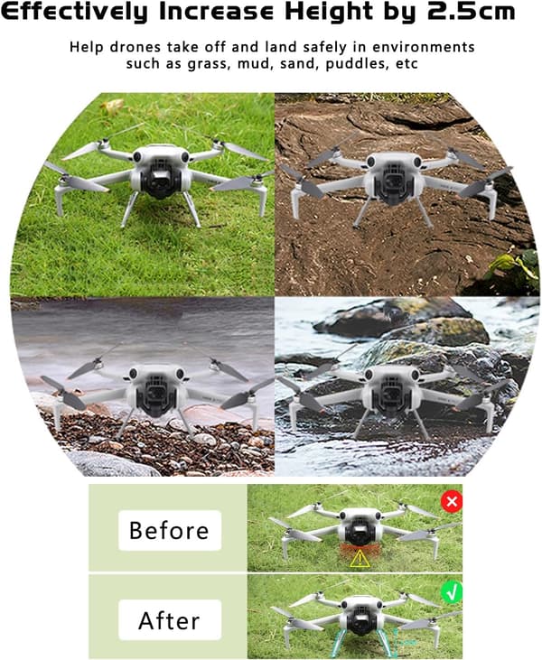 Landingsutstyr for DJI Mini 4 Pro, sammenleggbare føtter forlenget benstativ m