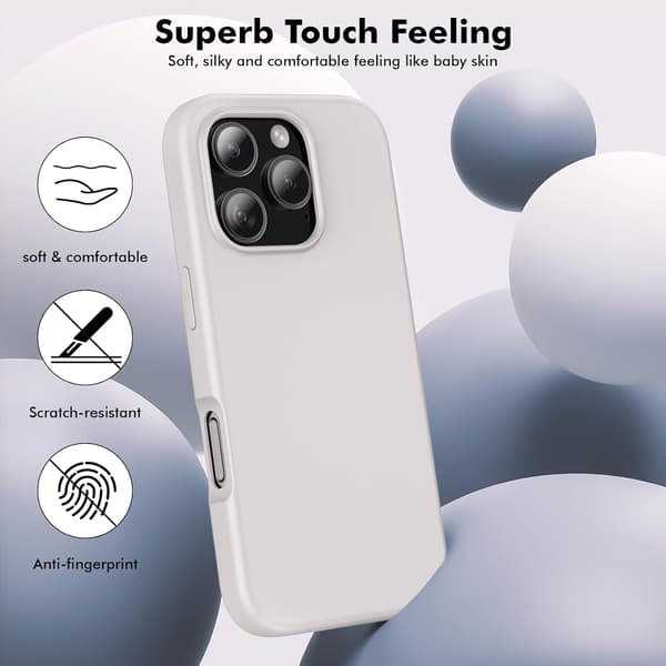 Silicone Case Compatible with iPhone 16 Pro, Soft Ultra-Thin Protective Shockproof Liquid Silicone Phone Case, 6.1 \" White
