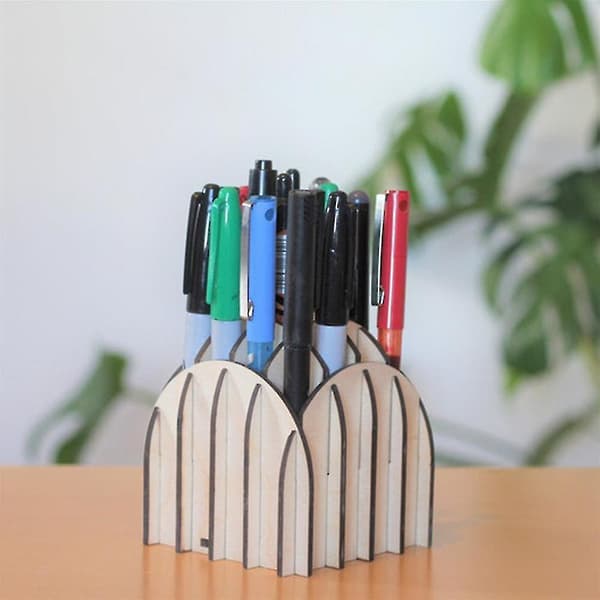 Creative Wooden Pen Holder Pen Storage Organizer Box Ornaments