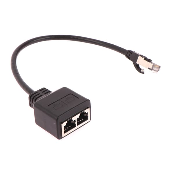 RJ45 1 han til 2 hun LAN Ethernet-kabelsplitter