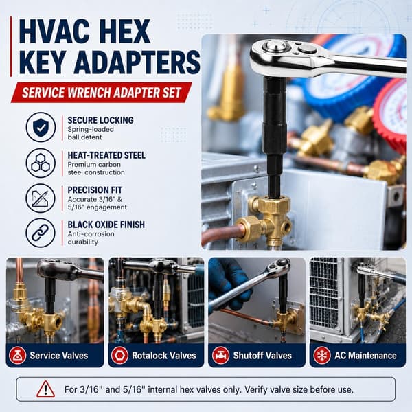 4-pack HVAC serviceverktyg sexkantsnyckeladapter
